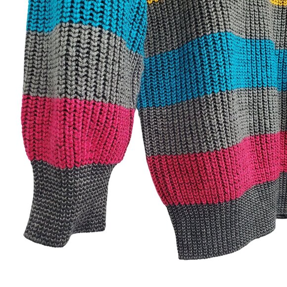 Gitano Mens M Sweater Striped Knit Acrylic Ribbed Cuff and Hem Soft 80s Vintage - Picture 6 of 10